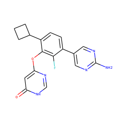 Nc1ncc(-c2ccc(C3CCC3)c(Oc3cc(=O)[nH]cn3)c2F)cn1 ZINC000224555107