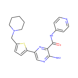 Nc1ncc(-c2ccc(CN3CCCCC3)s2)nc1C(=O)Nc1ccncc1 ZINC000205504477