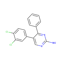 Nc1ncc(-c2ccc(Cl)c(Cl)c2)c(-c2ccccc2)n1 ZINC001772640357