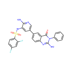 Nc1ncc(-c2ccc3nc(N)n(-c4ccccc4)c(=O)c3c2)cc1NS(=O)(=O)c1ccc(F)cc1F ZINC000103264426