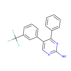 Nc1ncc(-c2cccc(C(F)(F)F)c2)c(-c2ccccc2)n1 ZINC001772581483
