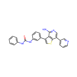 Nc1ncc(-c2cccnc2)c2scc(-c3cccc(NC(=O)Nc4ccccc4)c3)c12 ZINC000095595035