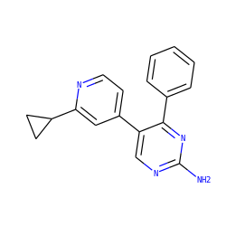 Nc1ncc(-c2ccnc(C3CC3)c2)c(-c2ccccc2)n1 ZINC001772633675