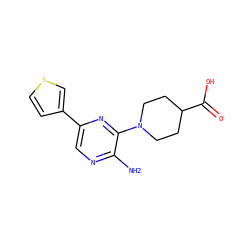 Nc1ncc(-c2ccsc2)nc1N1CCC(C(=O)O)CC1 ZINC000064393111