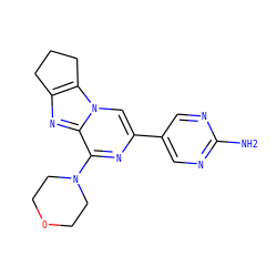 Nc1ncc(-c2cn3c4c(nc3c(N3CCOCC3)n2)CCC4)cn1 ZINC000147923787