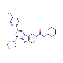 Nc1ncc(-c2cn3c4c(nc3c(N3CCOCC3)n2)CCN(C(=O)NC2CCCCC2)C4)cn1 ZINC001772613330