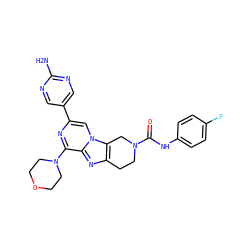Nc1ncc(-c2cn3c4c(nc3c(N3CCOCC3)n2)CCN(C(=O)Nc2ccc(F)cc2)C4)cn1 ZINC001772588609