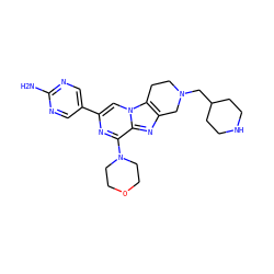 Nc1ncc(-c2cn3c4c(nc3c(N3CCOCC3)n2)CN(CC2CCNCC2)CC4)cn1 ZINC001772657119