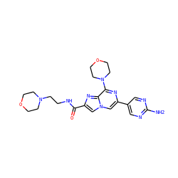 Nc1ncc(-c2cn3cc(C(=O)NCCN4CCOCC4)nc3c(N3CCOCC3)n2)cn1 ZINC000068247290
