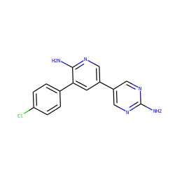 Nc1ncc(-c2cnc(N)c(-c3ccc(Cl)cc3)c2)cn1 ZINC000653768358