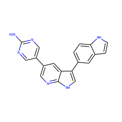 Nc1ncc(-c2cnc3[nH]cc(-c4ccc5[nH]ccc5c4)c3c2)cn1 ZINC000068243573
