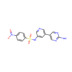 Nc1ncc(-c2cncc(NS(=O)(=O)c3ccc([N+](=O)[O-])cc3)c2)cn1 ZINC000073196674