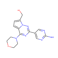 Nc1ncc(-c2nc(N3CCOCC3)c3ccc(CO)n3n2)cn1 ZINC000474609710