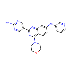 Nc1ncc(-c2nc(N3CCOCC3)c3ccc(Nc4cccnc4)cc3n2)cn1 ZINC000653713269