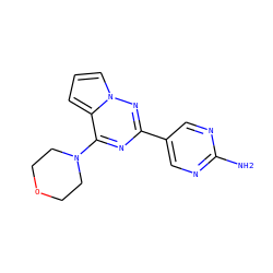 Nc1ncc(-c2nc(N3CCOCC3)c3cccn3n2)cn1 ZINC000474609725