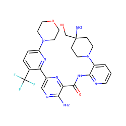 Nc1ncc(-c2nc(N3CCOCC3)ccc2C(F)(F)F)nc1C(=O)Nc1ncccc1N1CCC(N)(CO)CC1 ZINC001772642856