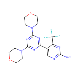 Nc1ncc(-c2nc(N3CCOCC3)nc(N3CCOCC3)n2)c(C(F)(F)F)n1 ZINC000115822288