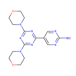 Nc1ncc(-c2nc(N3CCOCC3)nc(N3CCOCC3)n2)cn1 ZINC000115821151