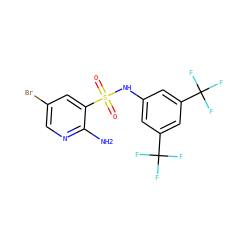 Nc1ncc(Br)cc1S(=O)(=O)Nc1cc(C(F)(F)F)cc(C(F)(F)F)c1 ZINC000015942000