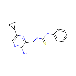 Nc1ncc(C2CC2)nc1CNC(=S)Nc1ccccc1 ZINC000071294698
