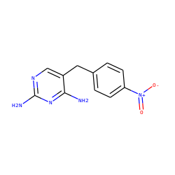 Nc1ncc(Cc2ccc([N+](=O)[O-])cc2)c(N)n1 ZINC000013726673