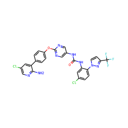 Nc1ncc(Cl)cc1-c1ccc(Oc2ncc(NC(=O)Nc3cc(Cl)ccc3-n3ccc(C(F)(F)F)n3)cn2)cc1 ZINC000221190922