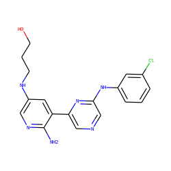 Nc1ncc(NCCCO)cc1-c1cncc(Nc2cccc(Cl)c2)n1 ZINC000013648432