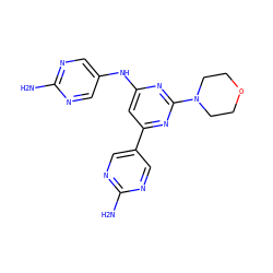 Nc1ncc(Nc2cc(-c3cnc(N)nc3)nc(N3CCOCC3)n2)cn1 ZINC000066080533