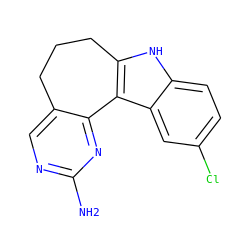 Nc1ncc2c(n1)-c1c([nH]c3ccc(Cl)cc13)CCC2 ZINC000095588767