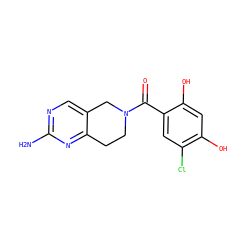 Nc1ncc2c(n1)CCN(C(=O)c1cc(Cl)c(O)cc1O)C2 ZINC000169310869