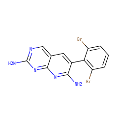 Nc1ncc2cc(-c3c(Br)cccc3Br)c(N)nc2n1 ZINC000013862907