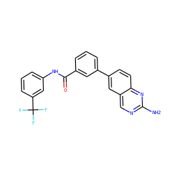 Nc1ncc2cc(-c3cccc(C(=O)Nc4cccc(C(F)(F)F)c4)c3)ccc2n1 ZINC000034629941