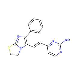 Nc1nccc(/C=C/c2c(-c3ccccc3)nc3n2CCS3)n1 ZINC000040430050