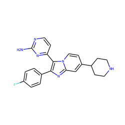 Nc1nccc(-c2c(-c3ccc(F)cc3)nc3cc(C4CCNCC4)ccn23)n1 ZINC000036161076