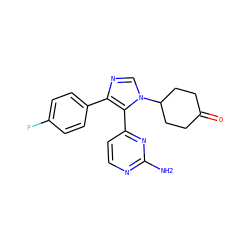 Nc1nccc(-c2c(-c3ccc(F)cc3)ncn2C2CCC(=O)CC2)n1 ZINC000000601809