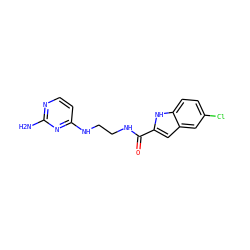 Nc1nccc(NCCNC(=O)c2cc3cc(Cl)ccc3[nH]2)n1 ZINC000096906114