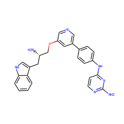Nc1nccc(Nc2ccc(-c3cncc(OC[C@@H](N)Cc4c[nH]c5ccccc45)c3)cc2)n1 ZINC000014957528