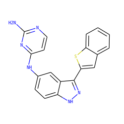 Nc1nccc(Nc2ccc3[nH]nc(-c4cc5ccccc5s4)c3c2)n1 ZINC000045371518