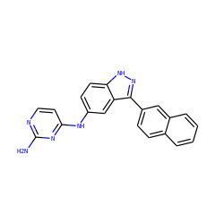 Nc1nccc(Nc2ccc3[nH]nc(-c4ccc5ccccc5c4)c3c2)n1 ZINC000045339421