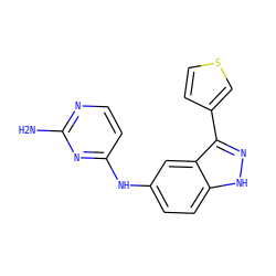 Nc1nccc(Nc2ccc3[nH]nc(-c4ccsc4)c3c2)n1 ZINC000045335944