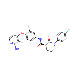 Nc1nccc(Oc2ccc(NC(=O)[C@@H]3CCCN(c4ccc(F)cc4)C3=O)cc2F)c1Cl ZINC000169333341