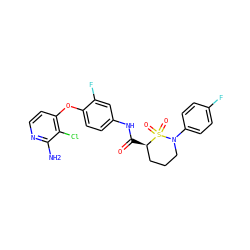 Nc1nccc(Oc2ccc(NC(=O)[C@@H]3CCCN(c4ccc(F)cc4)S3(=O)=O)cc2F)c1Cl ZINC000169333320