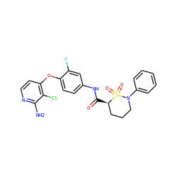 Nc1nccc(Oc2ccc(NC(=O)[C@@H]3CCCN(c4ccccc4)S3(=O)=O)cc2F)c1Cl ZINC000169333309