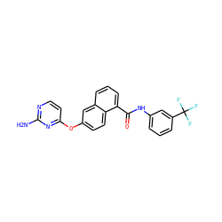 Nc1nccc(Oc2ccc3c(C(=O)Nc4cccc(C(F)(F)F)c4)cccc3c2)n1 ZINC000034865030