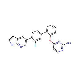 Nc1nccc(Oc2ccccc2-c2ccc(-c3cnc4[nH]ccc4c3)c(F)c2)n1 ZINC000224771410