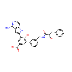 Nc1nccc2[nH]c(-c3cc(C(=O)O)cc(-c4cccc(CNC(=O)[C@@H](O)Cc5ccccc5)c4)c3O)cc12 ZINC000101090954
