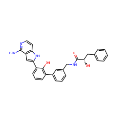 Nc1nccc2[nH]c(-c3cccc(-c4cccc(CNC(=O)[C@@H](O)Cc5ccccc5)c4)c3O)cc12 ZINC000101055355