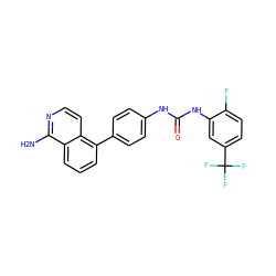 Nc1nccc2c(-c3ccc(NC(=O)Nc4cc(C(F)(F)F)ccc4F)cc3)cccc12 ZINC000103256506