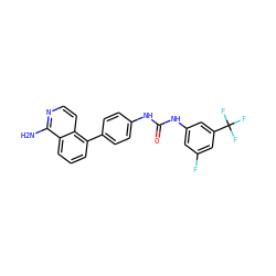 Nc1nccc2c(-c3ccc(NC(=O)Nc4cc(F)cc(C(F)(F)F)c4)cc3)cccc12 ZINC000103256509