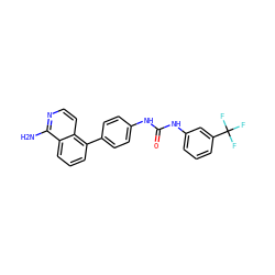 Nc1nccc2c(-c3ccc(NC(=O)Nc4cccc(C(F)(F)F)c4)cc3)cccc12 ZINC000103256503